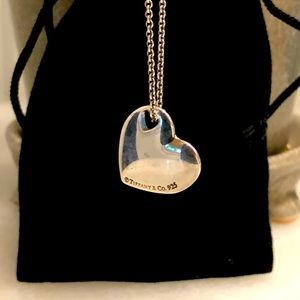 Sterling Silver Vintage Tiffany Double Heart Pendant Necklace